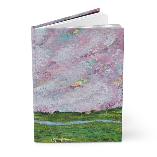 Hardcover Journal — Pastel Meadow Landscape Notebook